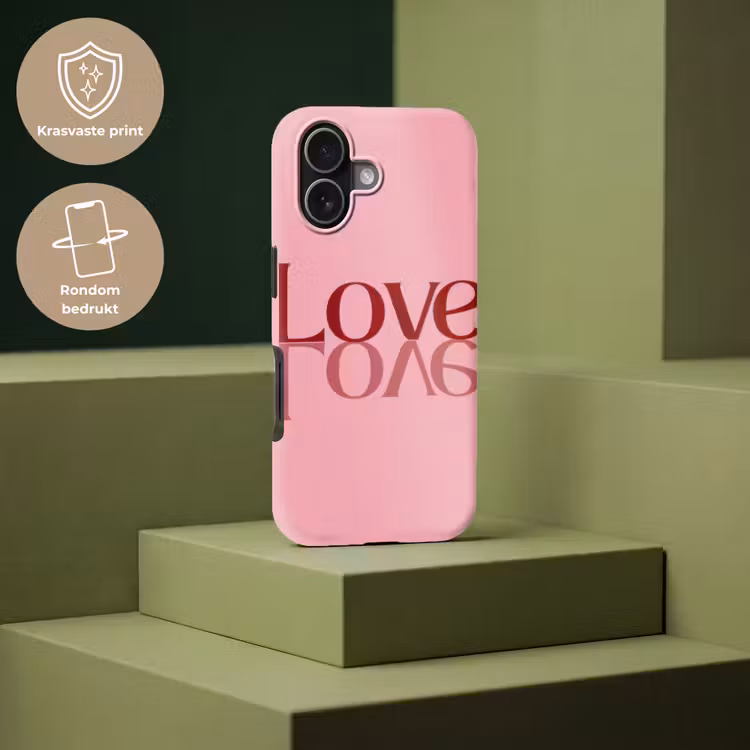Love - Roze - Spiegeling Toughcase MagSafe Apple iPhone 17 klein -USP_PrintM_NL