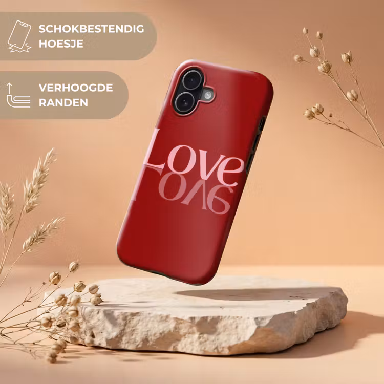 Love - Spiegeling - Rood Toughcase MagSafe Apple iPhone 17 klein -USP_RandenV_NL
