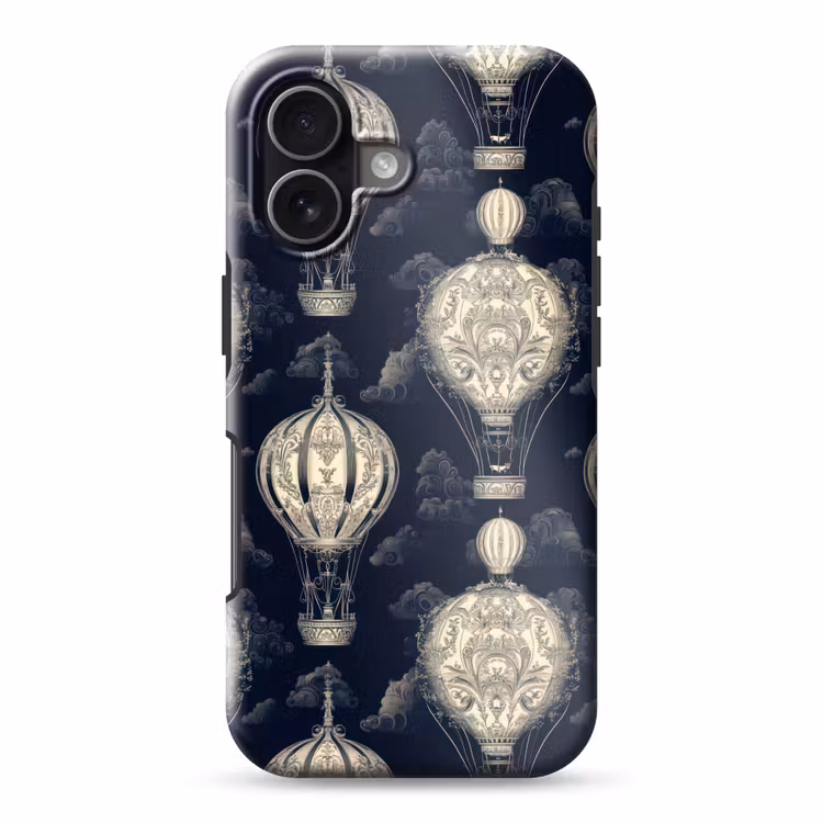 Luchtballonnen - Wolken - Patroon - Donkerblauw Toughcase MagSafe Apple iPhone 17 klein 1017 -3d