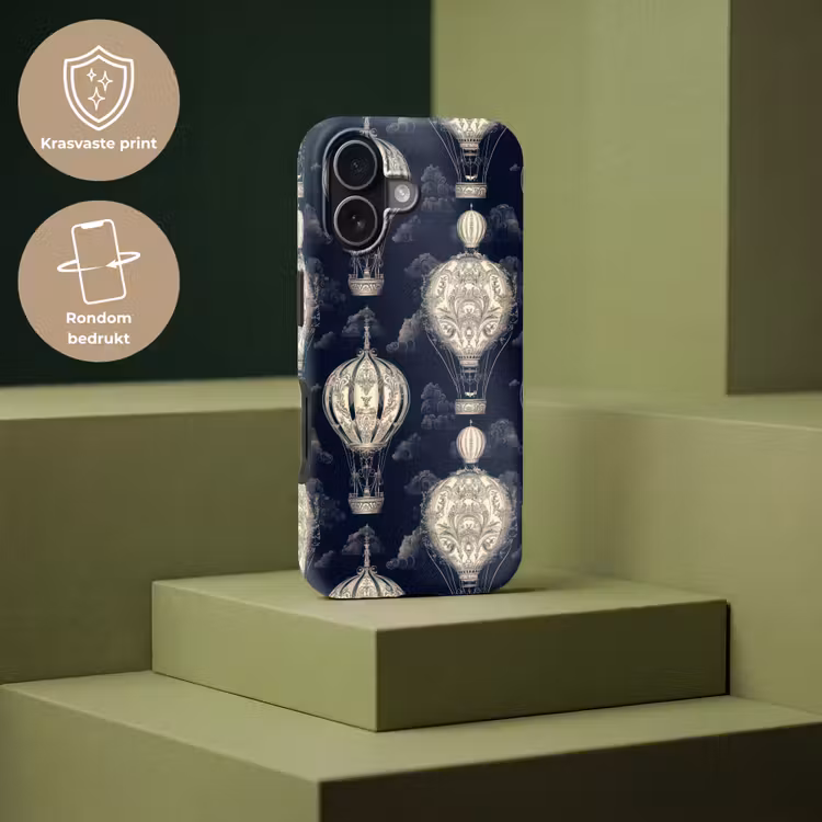 Luchtballonnen - Wolken - Patroon - Donkerblauw Toughcase MagSafe Apple iPhone 17 klein 1017 -USP_PrintM_NL