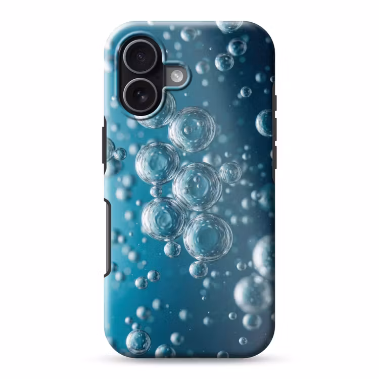 Luchtbellen - Dynamisch - Blauw Toughcase MagSafe Apple iPhone 17 klein -3d
