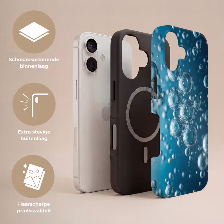 Luchtbellen - Dynamisch - Blauw Toughcase MagSafe Apple iPhone 17 klein -USP_Lagen_NL
