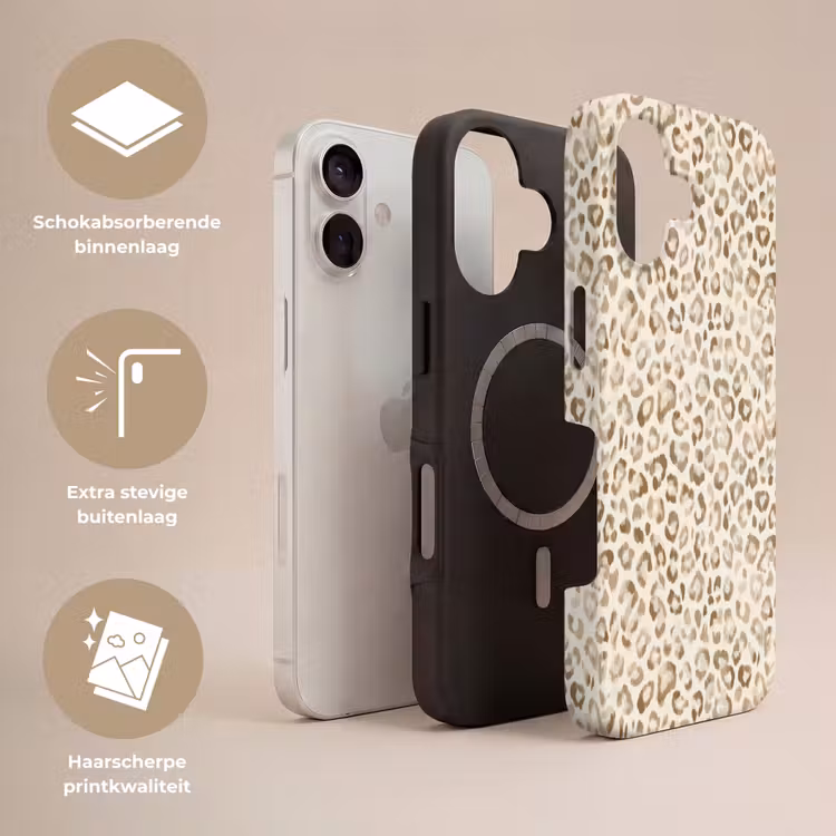 Luipaard - Klassiek - Beige Toughcase MagSafe Apple iPhone 17 klein 1017 -USP_Lagen_NL