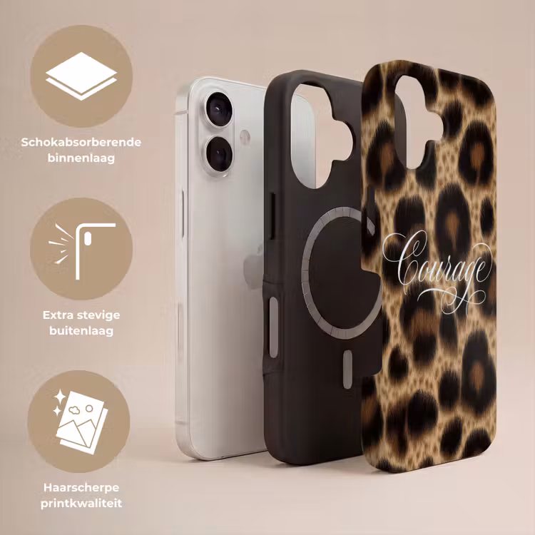 Luipaardprint - Bruin - Courage - Sierlijk Toughcase MagSafe Apple iPhone 17 klein -USP_Lagen_NL
