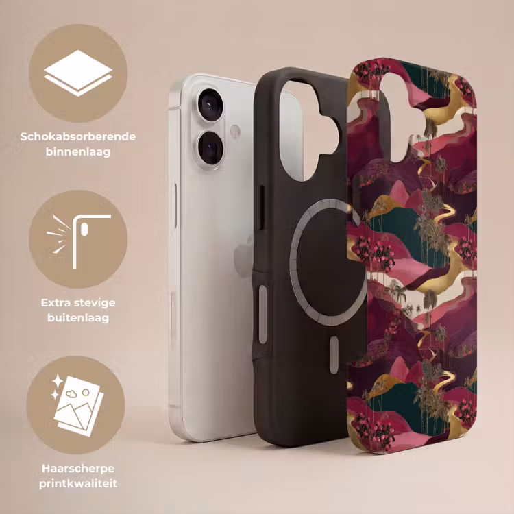 Magisch - Palmbomen - Goud Toughcase MagSafe Apple iPhone 17 klein 1017 -USP_Lagen_NL