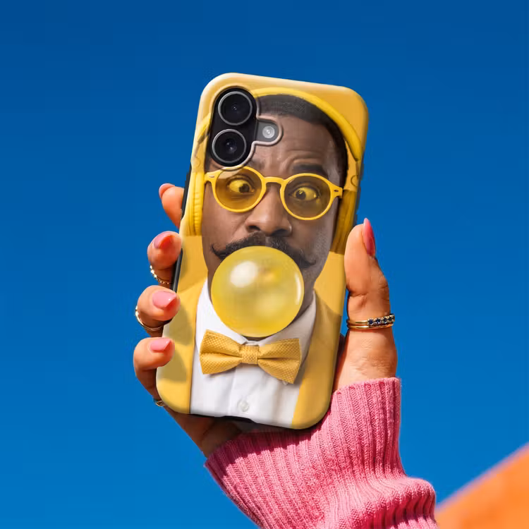 Man - Bubblegum - Portret - Geel - Modern Toughcase MagSafe Apple iPhone 17 klein -Sfeer1V