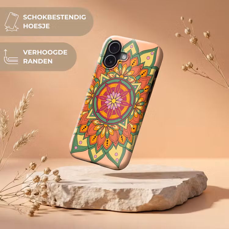 Mandala - Bloemen - Abstract - Kleurrijk Toughcase MagSafe Apple iPhone 17 klein -USP_RandenV_NL