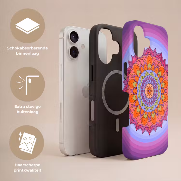 Mandala - Cirkel - Abstract - Kleurrijk - Patroon Toughcase MagSafe Apple iPhone 17 klein -USP_Lagen_NL
