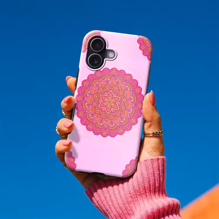 Mandala - Cirkel - Spiritueel - Oosters - Roze Toughcase MagSafe Apple iPhone 17 klein -Sfeer1V