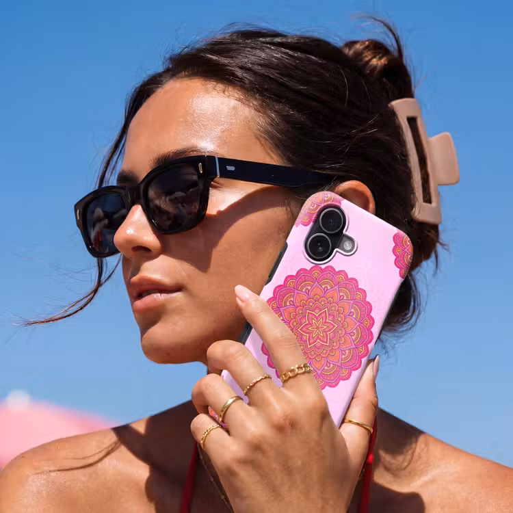 Mandala - Cirkel - Spiritueel - Oosters - Roze Toughcase MagSafe Apple iPhone 17 klein -Sfeer2V
