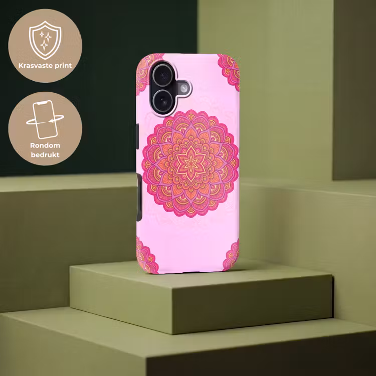 Mandala - Cirkel - Spiritueel - Oosters - Roze Toughcase MagSafe Apple iPhone 17 klein -USP_PrintM_NL