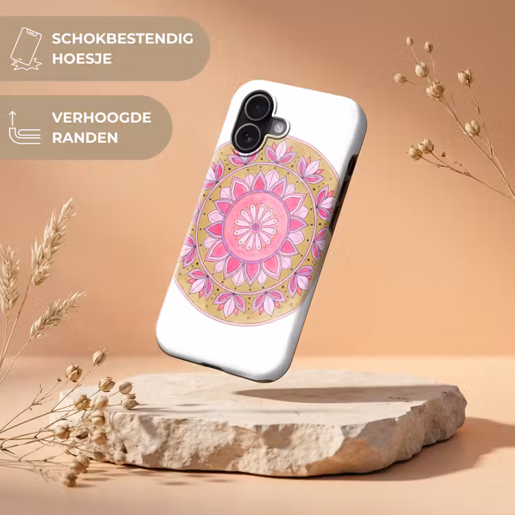 Mandala - Patroon - Kunst - Aquarel - Roze Toughcase MagSafe Apple iPhone 17 klein -USP_RandenV_NL