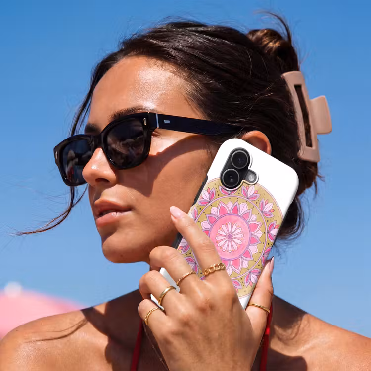 Mandala - Patroon - Kunst - Aquarel - Roze Toughcase MagSafe Apple iPhone 17 klein -Sfeer2V