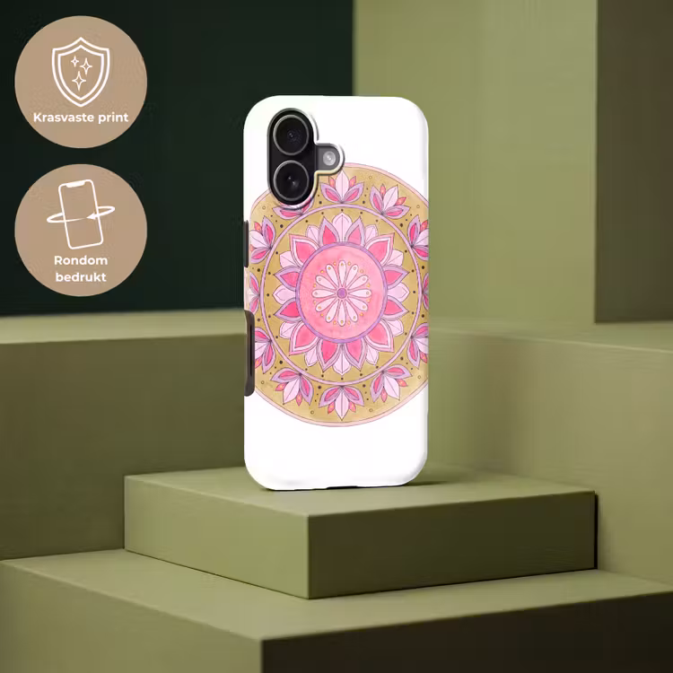 Mandala - Patroon - Kunst - Aquarel - Roze Toughcase MagSafe Apple iPhone 17 klein -USP_PrintM_NL