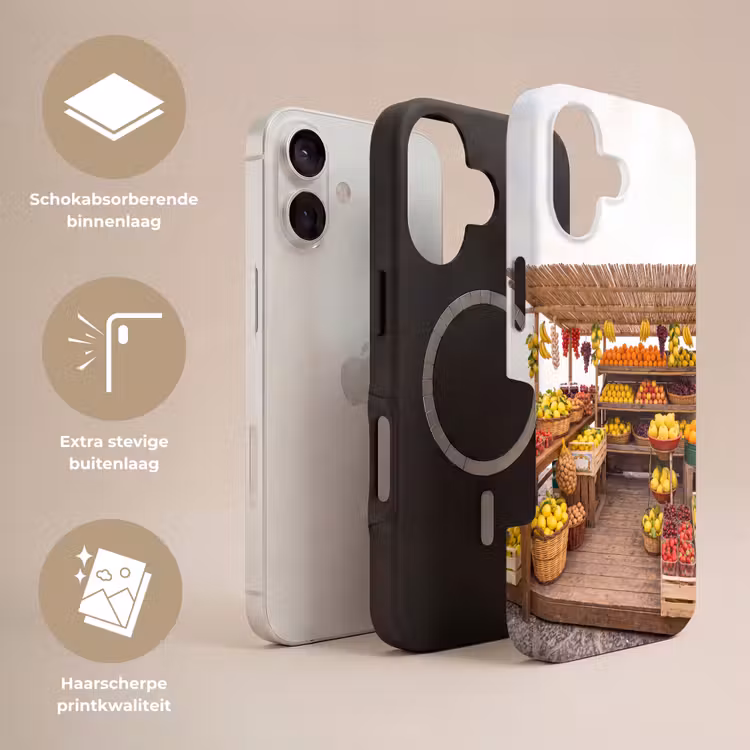 Telefoonhoesje Toughcase - Marktkraam - Fruit - Vers - Marktkraam - Fruit - Vers Toughcase MagSafe Apple iPhone 17 klein
