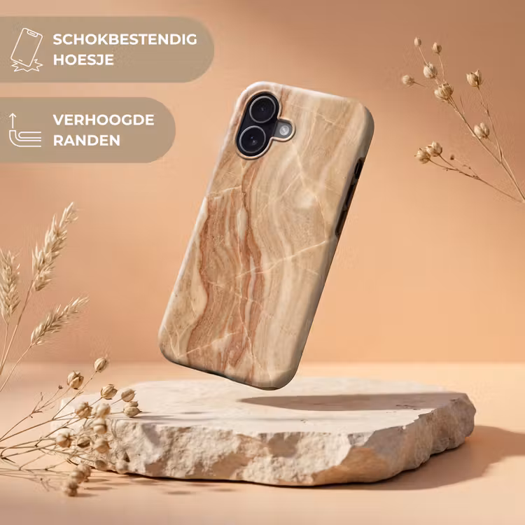 Marmer - Ader - Natuur - Abstract - Beige Toughcase MagSafe Apple iPhone 17 klein -USP_RandenV_NL
