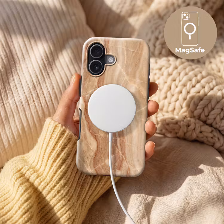 Marmer - Ader - Natuur - Abstract - Beige Toughcase MagSafe Apple iPhone 17 klein -USP_MagsafeV