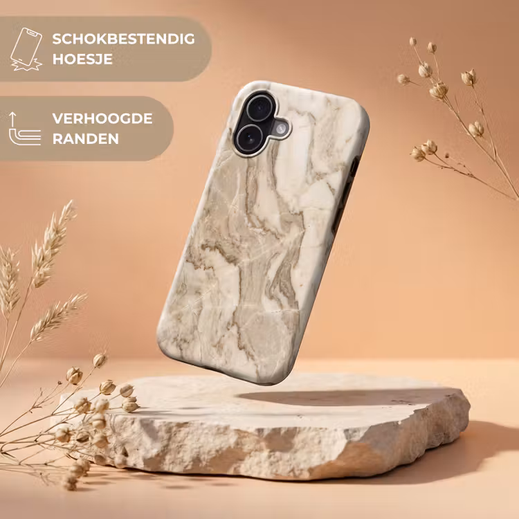 Marmer - Aderen - Textuur - Beige - Modern Toughcase MagSafe Apple iPhone 17 klein -USP_RandenV_NL