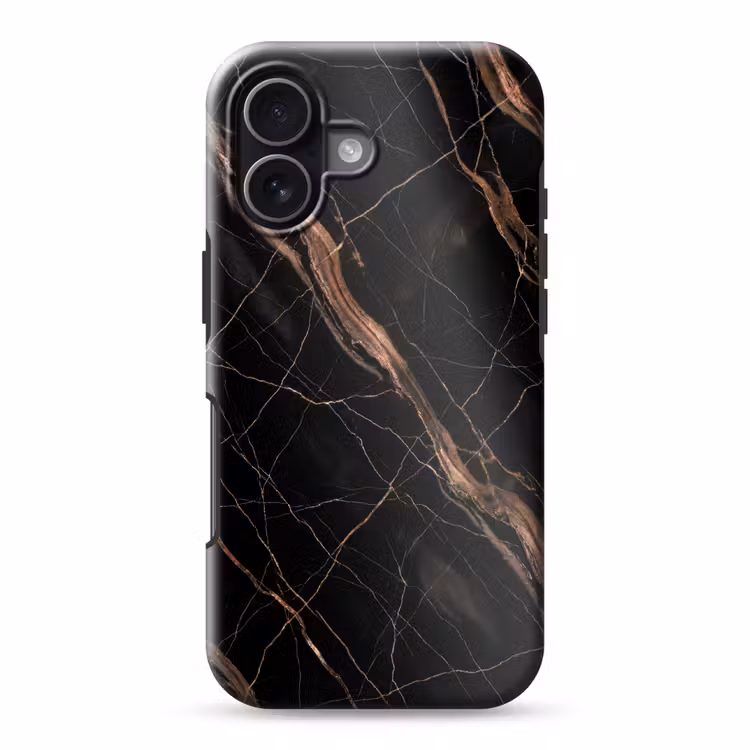 Marmer - Goud - Patroon - Luxe - Zwart Toughcase MagSafe Apple iPhone 17 klein -3d