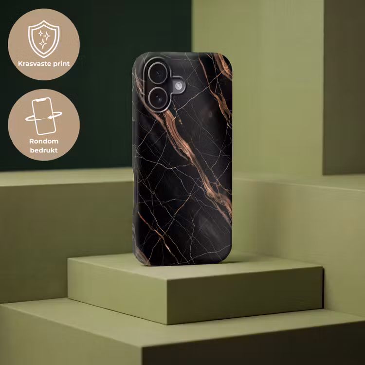 Marmer - Goud - Patroon - Luxe - Zwart Toughcase MagSafe Apple iPhone 17 klein -USP_PrintM_NL