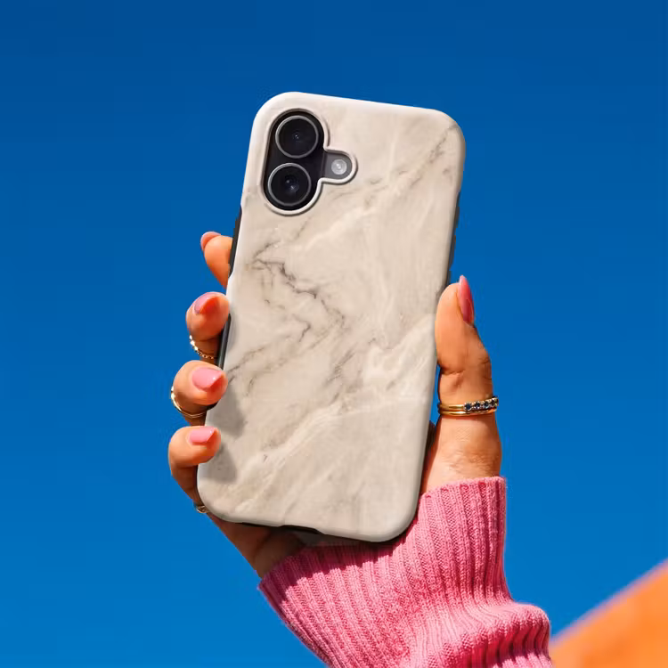 Marmer - Patroon - Abstract - Modern - Beige Toughcase MagSafe Apple iPhone 17 klein -Sfeer1V