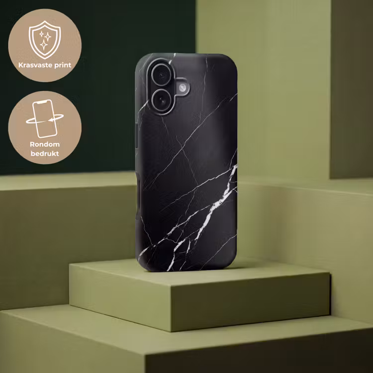 Marmer - Patroon - Abstract - Modern - Zwart Toughcase MagSafe Apple iPhone 17 klein -USP_PrintM_NL