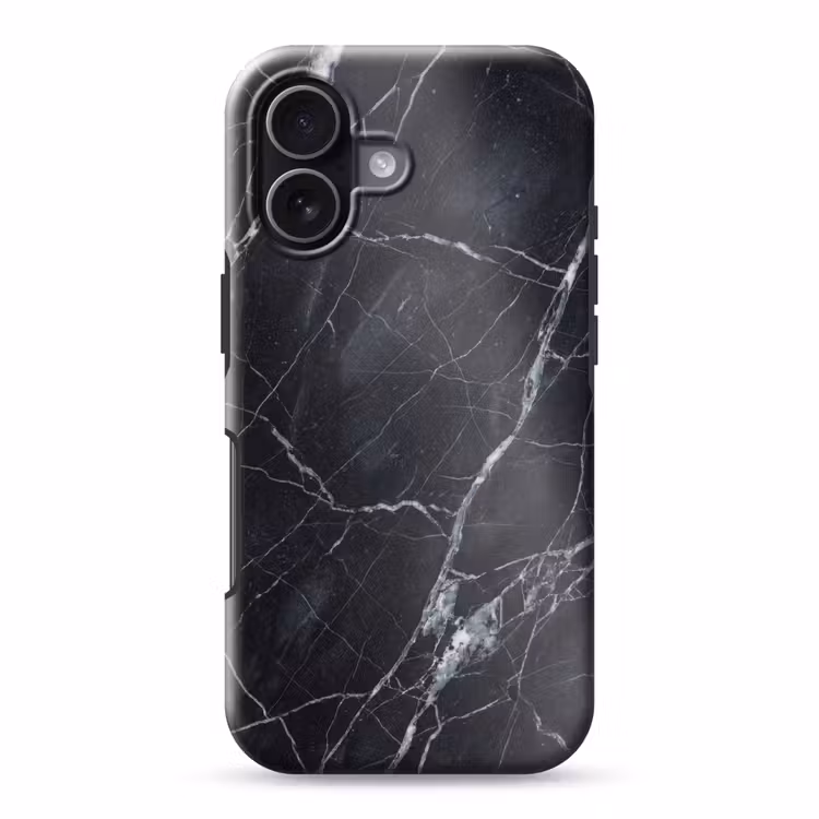 Marmer - Patroon - Modern - Zwart - Wit Toughcase MagSafe Apple iPhone 17 klein -3d