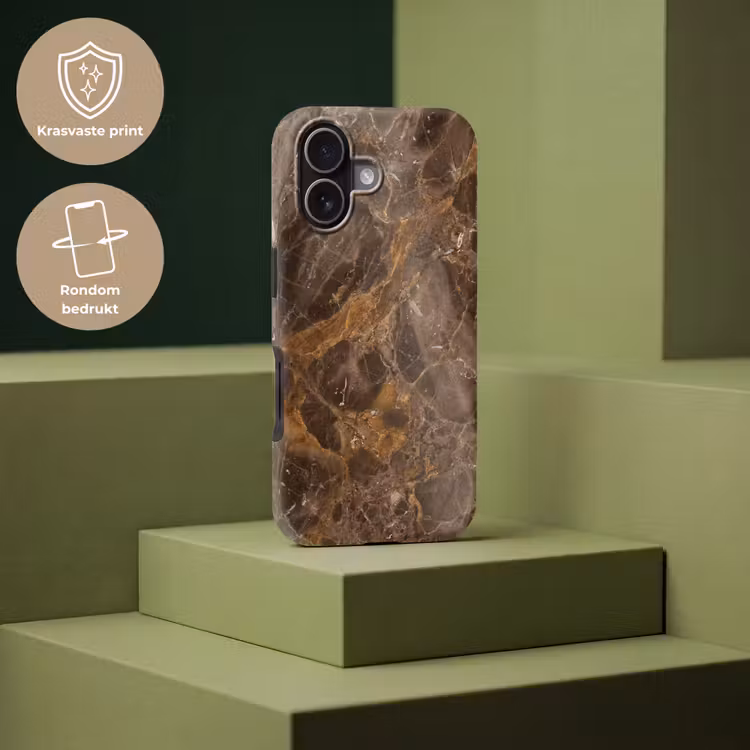 Marmer - Patroon - Natuur - Bruin - Goud Toughcase MagSafe Apple iPhone 17 klein -USP_PrintM_NL