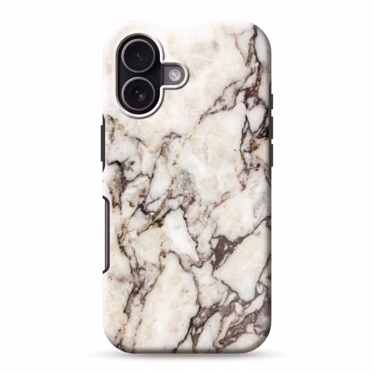 Marmer - Textuur - Abstract - Wit - Bruin Toughcase MagSafe Apple iPhone 17 klein -3d