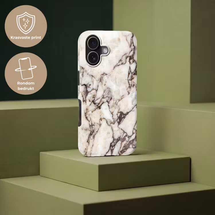 Marmer - Textuur - Abstract - Wit - Bruin Toughcase MagSafe Apple iPhone 17 klein -USP_PrintM_NL