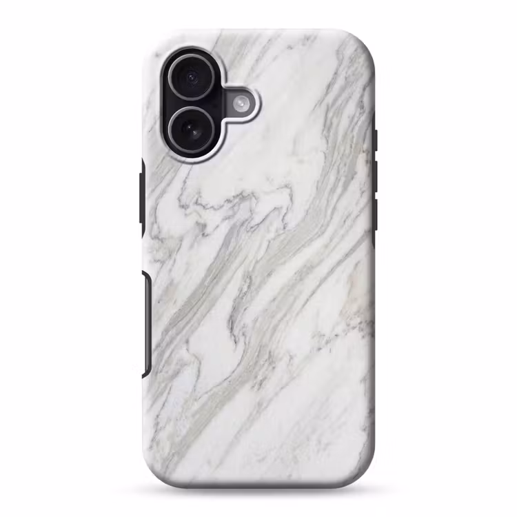 Marmer - Wit - Grijs - Structuur - Modern Toughcase MagSafe Apple iPhone 17 klein -3d