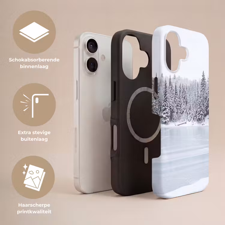 Meer - Dennen - IJs - Winter - Rustgevend Toughcase MagSafe Apple iPhone 17 klein -USP_Lagen_NL