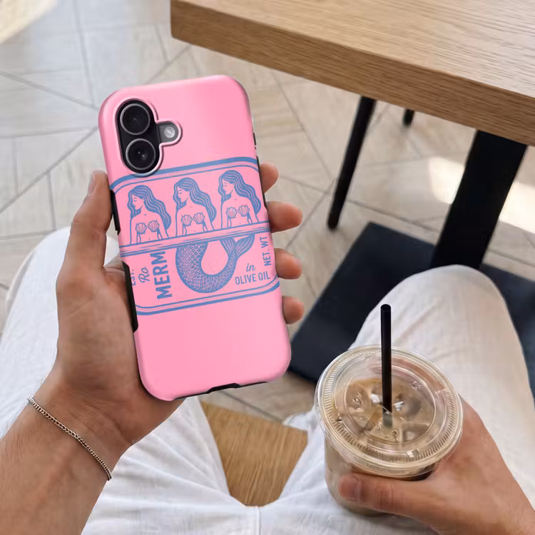 Meermin - Sardineblik - Illustratie - Roze - Retro Toughcase MagSafe Apple iPhone 17 klein -Sfeer1M
