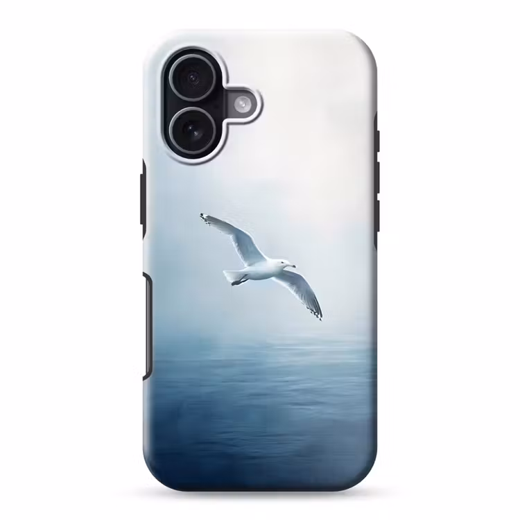 Meeuw - Wit - Zee - Mistig Toughcase MagSafe Apple iPhone 17 klein -3d