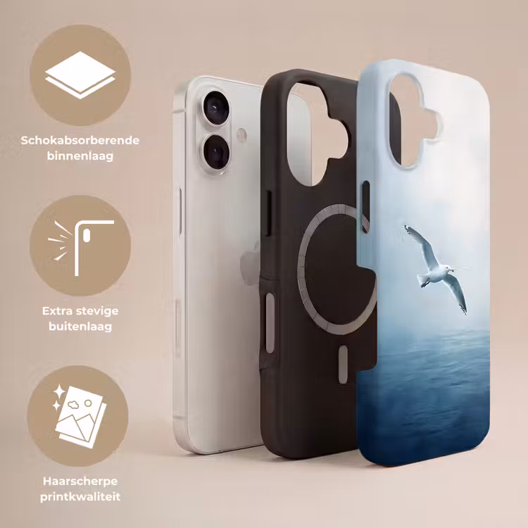 Meeuw - Wit - Zee - Mistig Toughcase MagSafe Apple iPhone 17 klein -USP_Lagen_NL