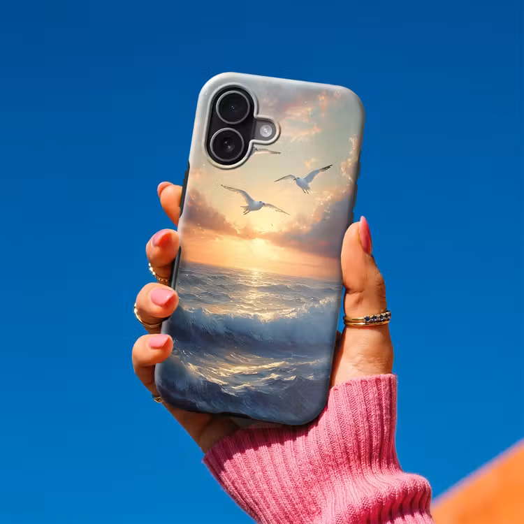 Meeuwen - Zonsondergang - Zee - Wolken Toughcase MagSafe Apple iPhone 17 klein -Sfeer1V