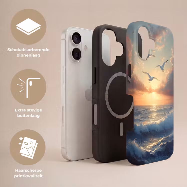 Meeuwen - Zonsondergang - Zee - Wolken Toughcase MagSafe Apple iPhone 17 klein -USP_Lagen_NL