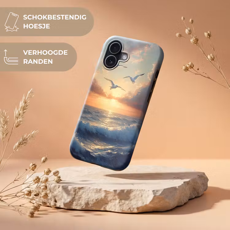 Meeuwen - Zonsondergang - Zee - Wolken Toughcase MagSafe Apple iPhone 17 klein -USP_RandenV_NL