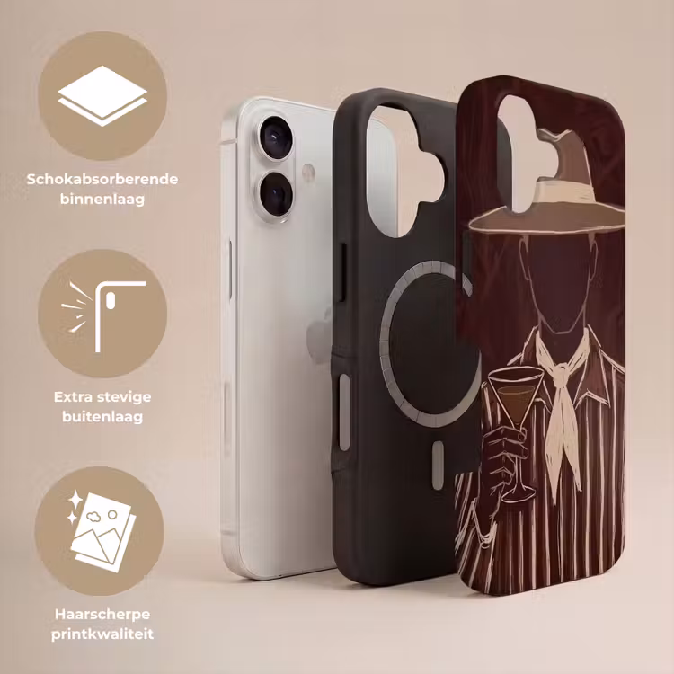 Mens - Hoed - Cocktail - Abstract - Bruin Toughcase MagSafe Apple iPhone 17 klein -USP_Lagen_NL