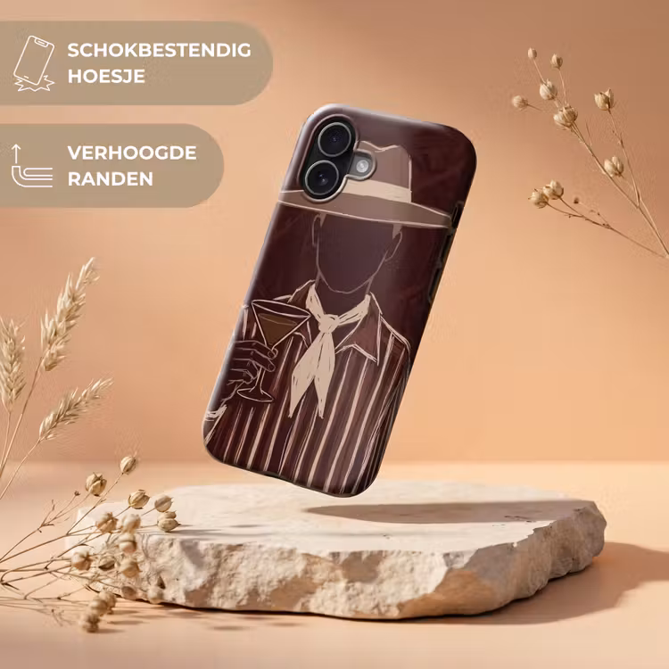 Mens - Hoed - Cocktail - Abstract - Bruin Toughcase MagSafe Apple iPhone 17 klein -USP_RandenV_NL