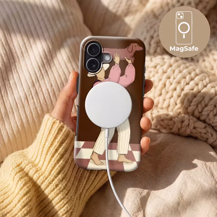 Mens - Hond - Dieren - Abstract - Roze Toughcase MagSafe Apple iPhone 17 klein -USP_MagsafeV