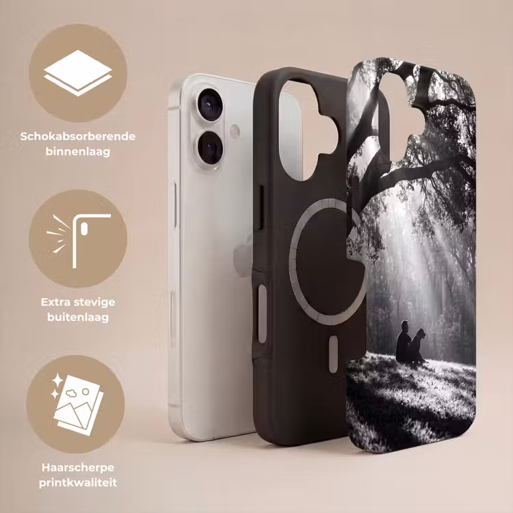 Mens - Hond - Natuur - Zwart-wit - Silhouet Toughcase MagSafe Apple iPhone 17 klein -USP_Lagen_NL