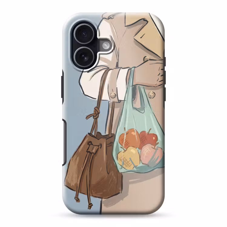 Mensen - Boodschappen - Stadsleven - Modern - Kleurrijk Toughcase MagSafe Apple iPhone 17 klein -3d