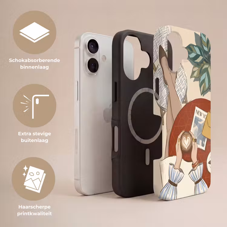 Mensen - Cafe - Koffie - Stadsleven - Modern Toughcase MagSafe Apple iPhone 17 klein -USP_Lagen_NL