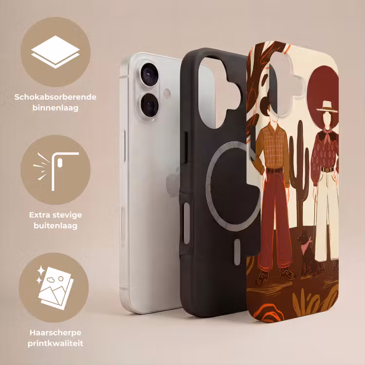 Mensen - Cowboykleding - Westerse stijl - Illustratie - Bruin Toughcase MagSafe Apple iPhone 17 klein -USP_Lagen_NL