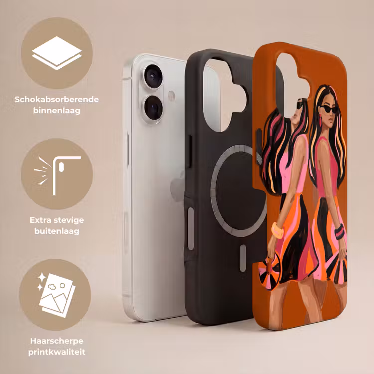 Mensen - Duo - Mode - Illustratie - Kleurrijk Toughcase MagSafe Apple iPhone 17 klein -USP_Lagen_NL