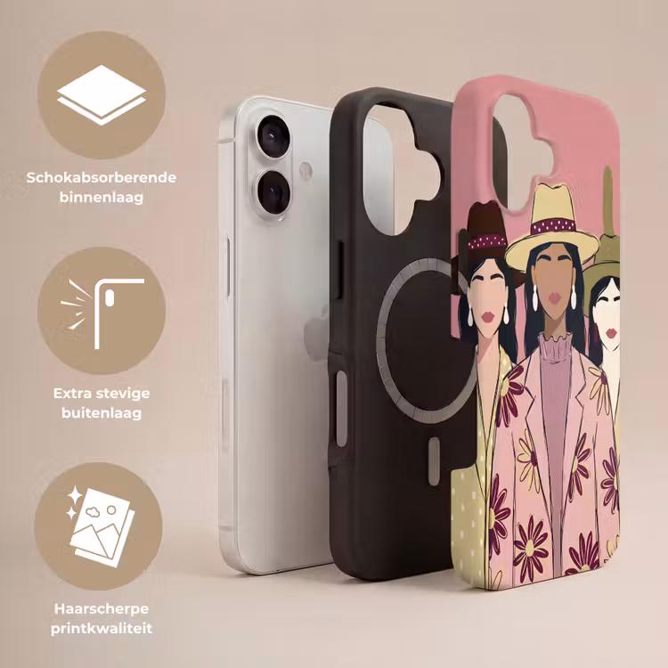 Mensen - Hoeden - Abstract - Roze - Portret Toughcase MagSafe Apple iPhone 17 klein -USP_Lagen_NL
