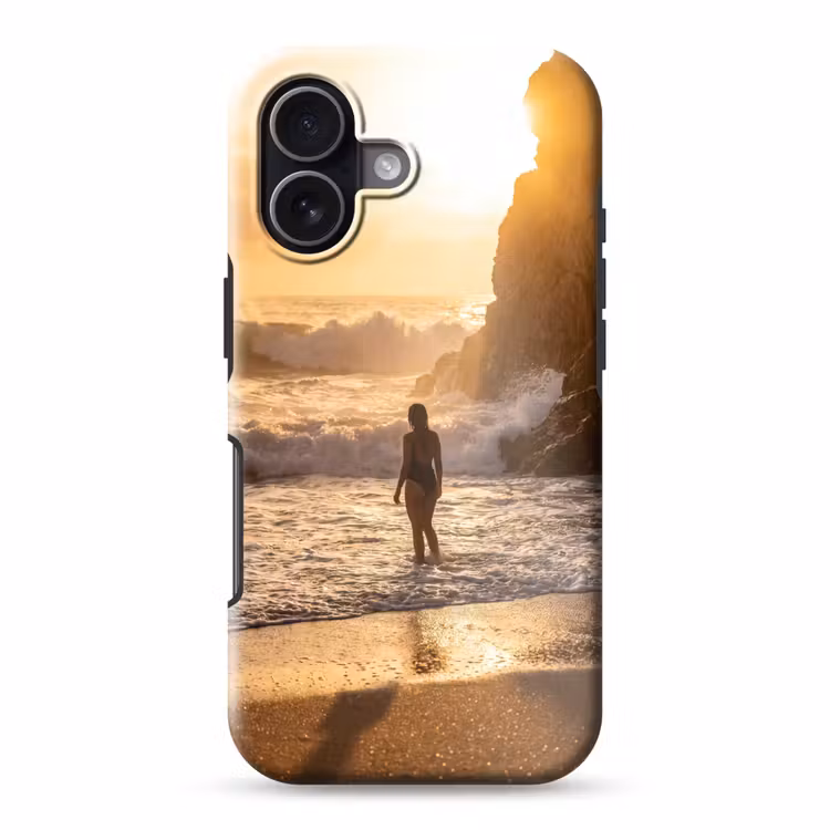 Mensen - Oceaan - Zonsondergang - Kust - Goud Toughcase MagSafe Apple iPhone 17 klein -3d