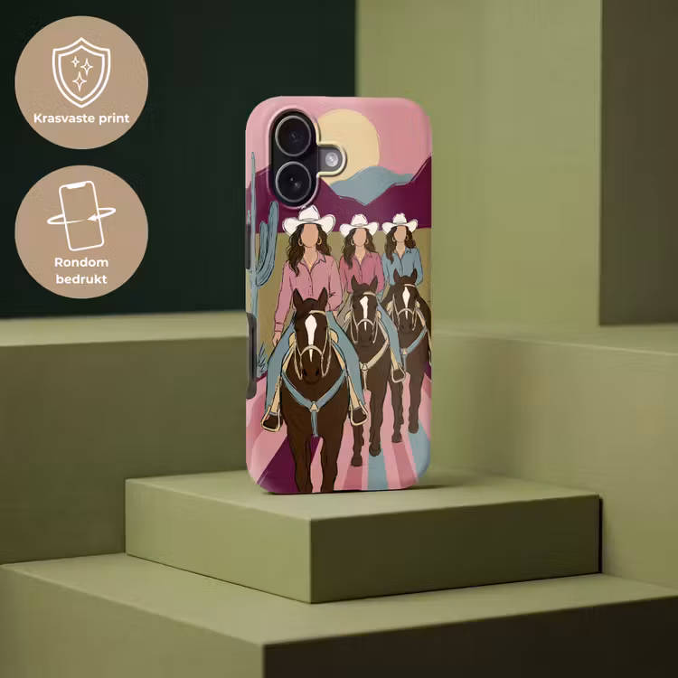 Mensen - Paard - Woestijn - Abstract - Roze Toughcase MagSafe Apple iPhone 17 klein -USP_PrintM_NL