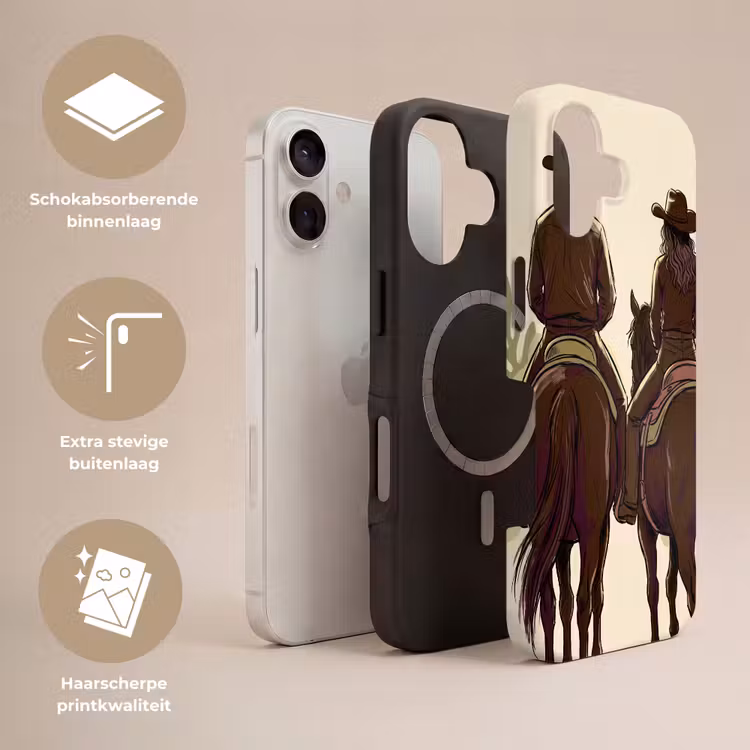 Mensen - Ruiters - Western - Illustratie - Bruin Toughcase MagSafe Apple iPhone 17 klein -USP_Lagen_NL